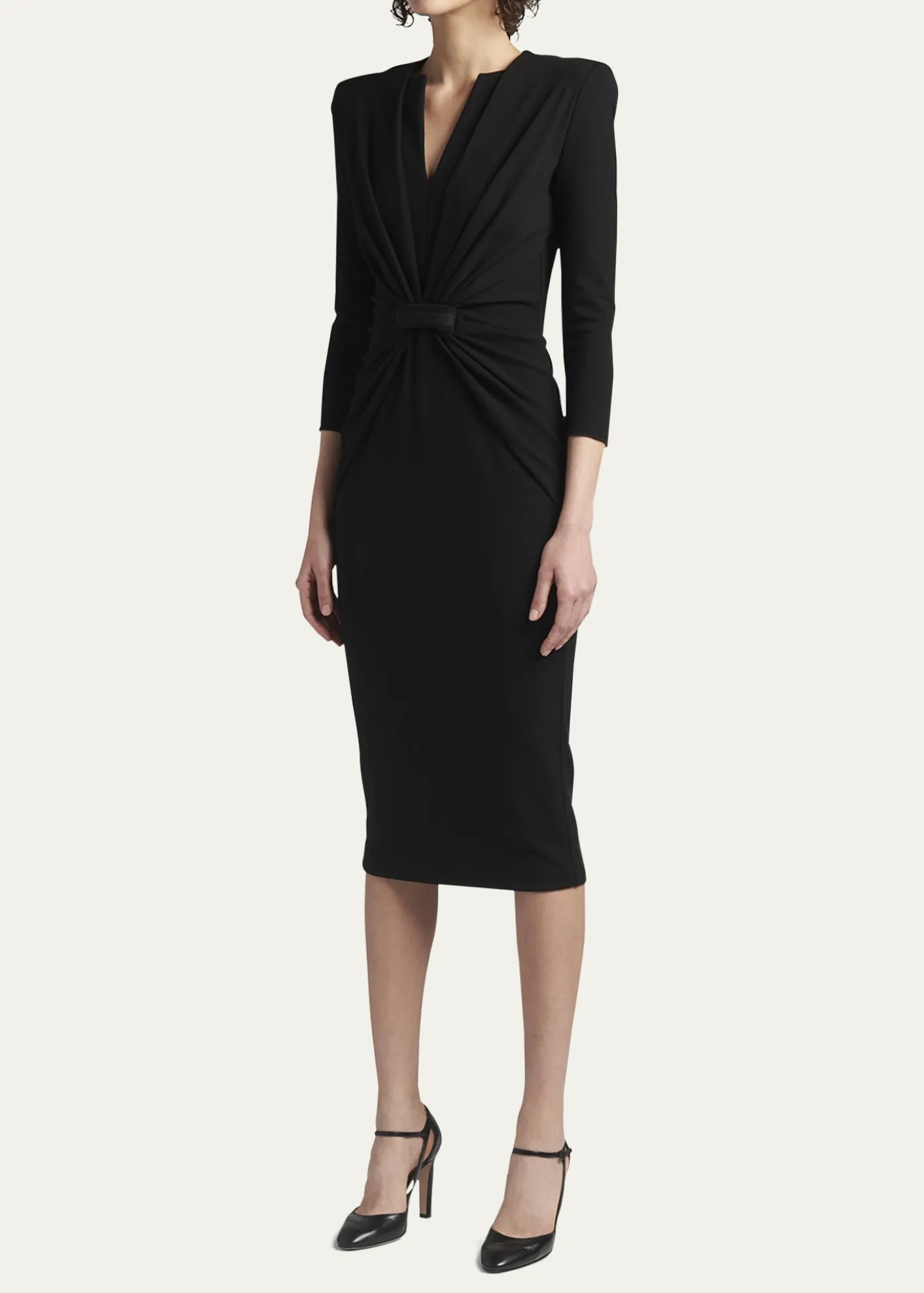 THIS ITEM IS NOT AVAILABLE.Giorgio ArmaniDraped Milano Stitch Midi Dress