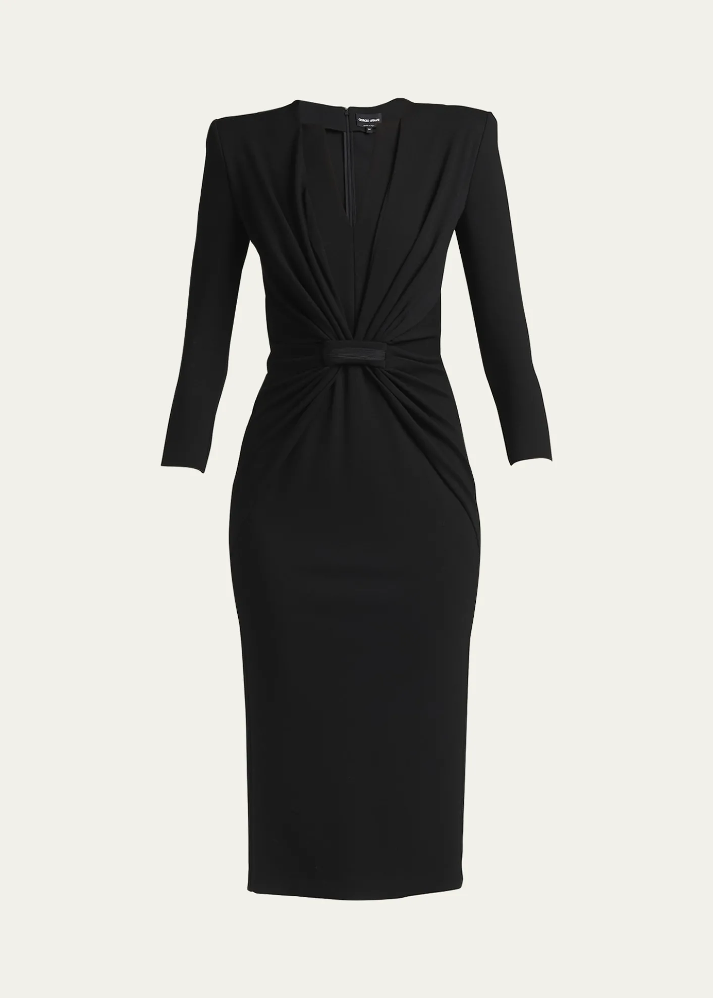 THIS ITEM IS NOT AVAILABLE.Giorgio ArmaniDraped Milano Stitch Midi Dress