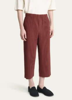 THIS ITEM IS NOT AVAILABLE.Homme Plisse Issey MiyakeMen's Cropped Brown Pleated Trousers