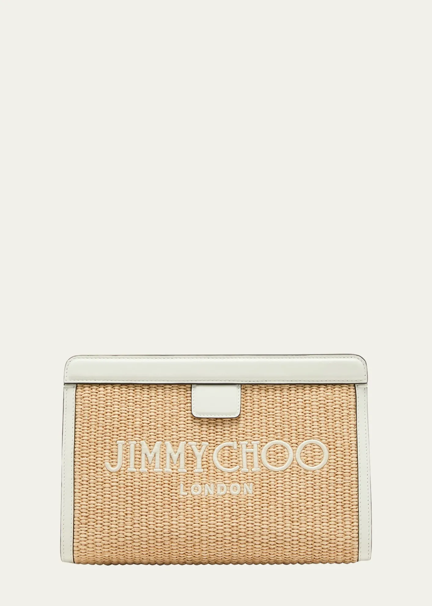 THIS ITEM IS NOT AVAILABLE.Jimmy ChooAvenue Logo Raffia Clutch Bag