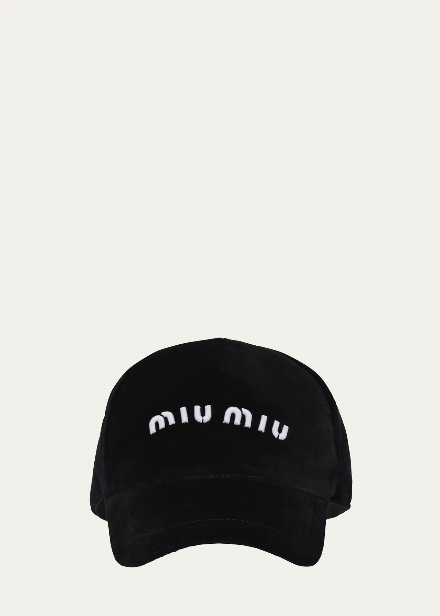 THIS ITEM IS NOT AVAILABLE.Miu MiuVelvet Logo Baseball Cap