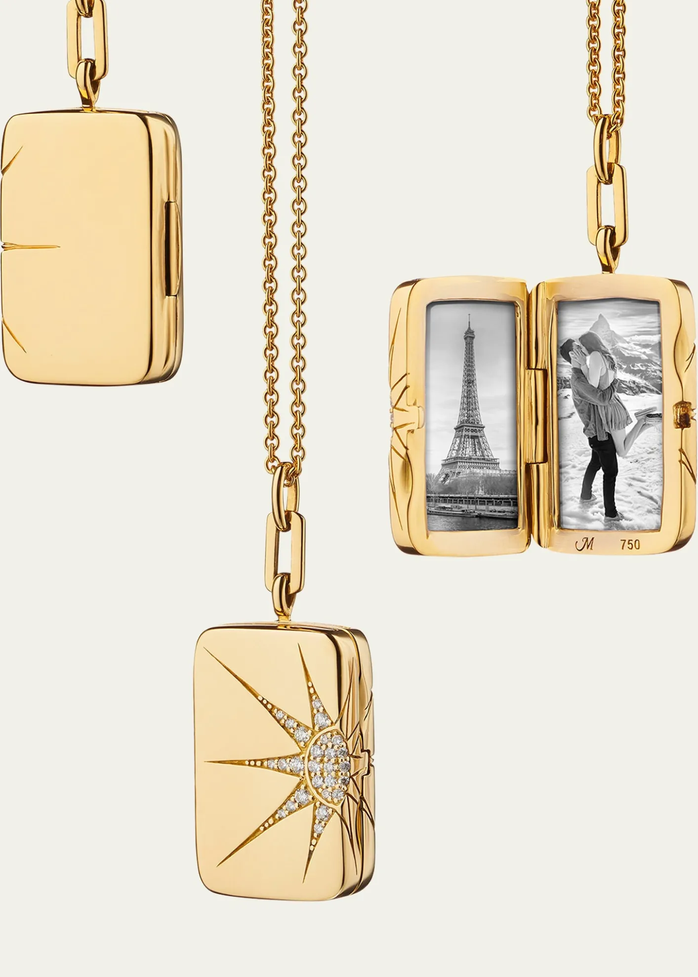 THIS ITEM IS NOT AVAILABLE.Monica Rich Kosann18k Gold Sun and Star Diamond Locket Necklace