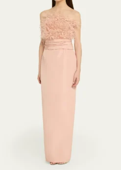 THIS ITEM IS NOT AVAILABLE.Oscar de la RentaStrapless Dramatic Point D'esprit Silk Column Gown