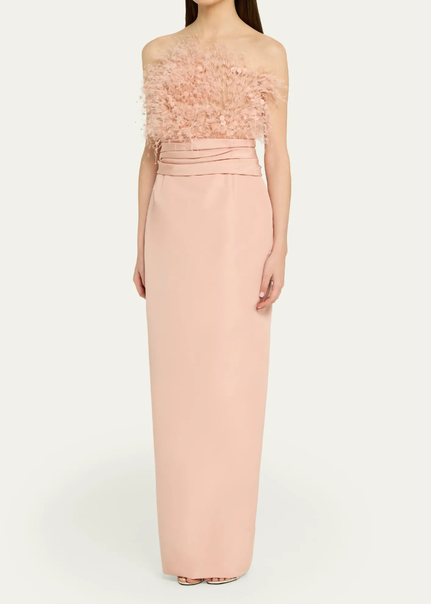 THIS ITEM IS NOT AVAILABLE.Oscar de la RentaStrapless Dramatic Point D'esprit Silk Column Gown
