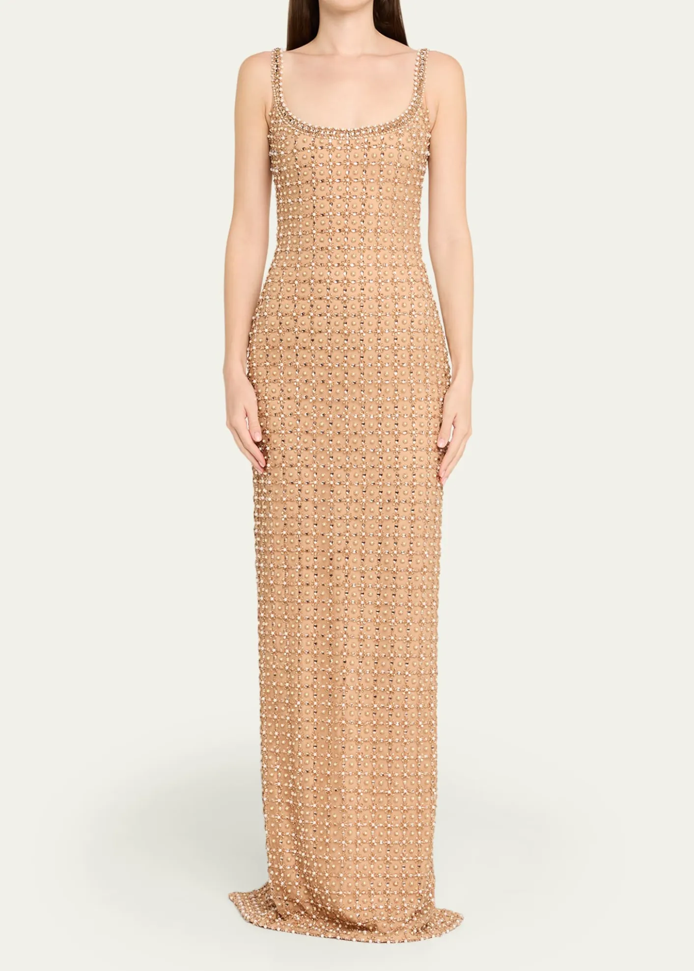 THIS ITEM IS NOT AVAILABLE.Pamella RolandCrystal Embroidered Tulle Column Gown