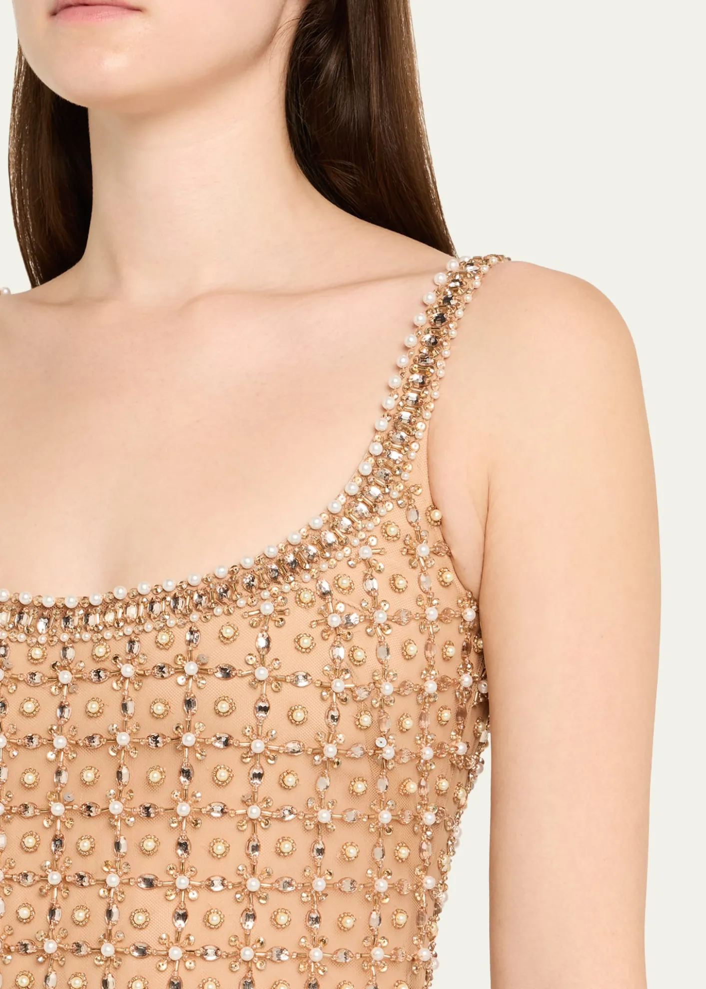 THIS ITEM IS NOT AVAILABLE.Pamella RolandCrystal Embroidered Tulle Column Gown
