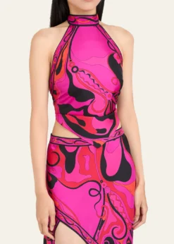 THIS ITEM IS NOT AVAILABLE.PucciOrchidee Silk Twill Scarf Halter Top