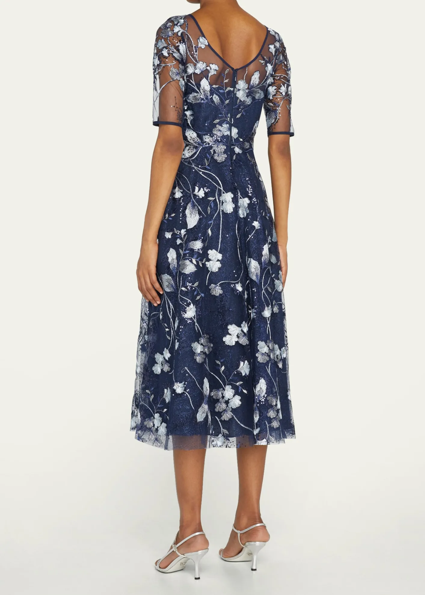 THIS ITEM IS NOT AVAILABLE.Rickie Freeman for Teri JonFloral-Embroidered Tulle Cocktail Dress