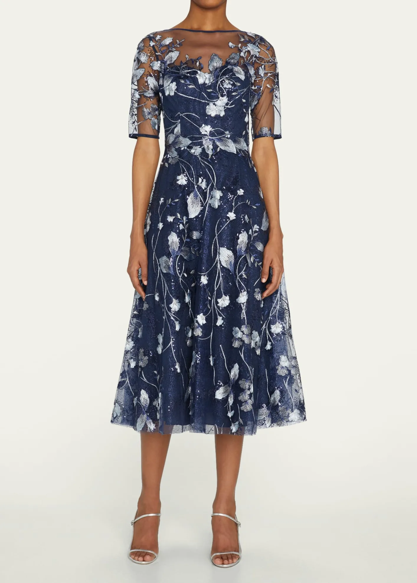 THIS ITEM IS NOT AVAILABLE.Rickie Freeman for Teri JonFloral-Embroidered Tulle Cocktail Dress