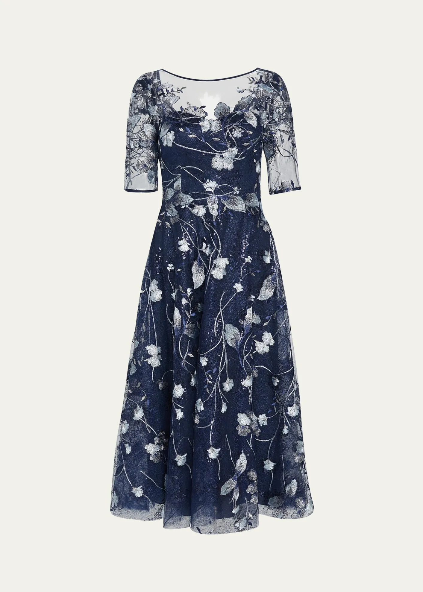 THIS ITEM IS NOT AVAILABLE.Rickie Freeman for Teri JonFloral-Embroidered Tulle Cocktail Dress