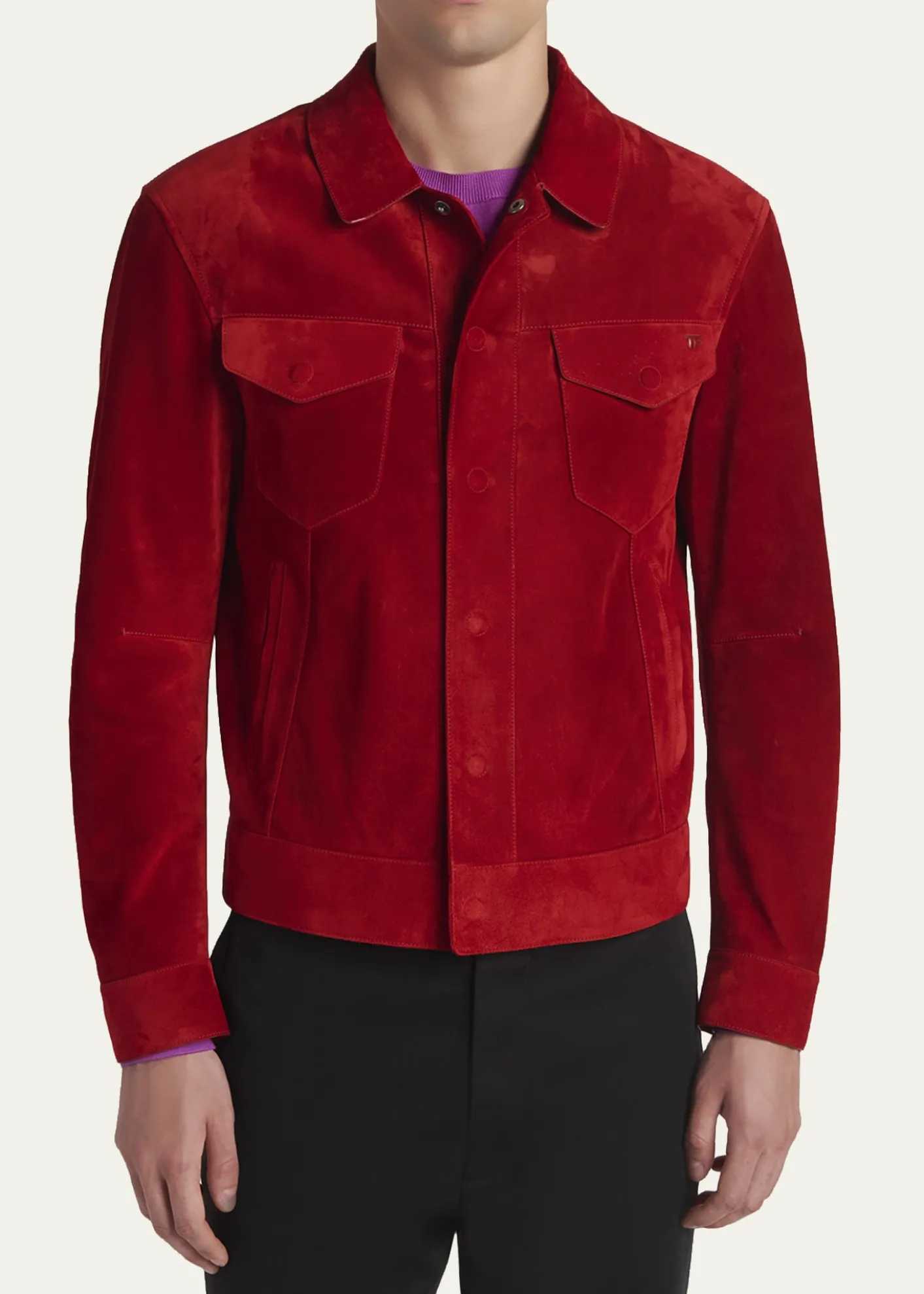 THIS ITEM IS NOT AVAILABLE.TOM FORDMen's Suede Snap-Front Western Jacket