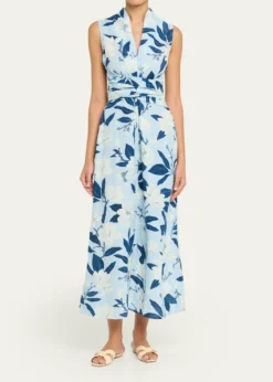 THIS ITEM IS NOT AVAILABLE.VerandahHand-Draped Linen-Cotton Midi Dress