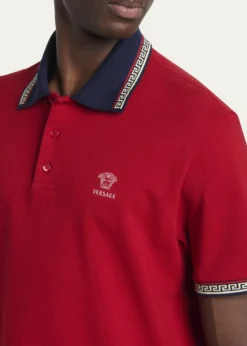 THIS ITEM IS NOT AVAILABLE.VersaceMen's Greca-Trim Cotton Pique Medusa Polo Shirt