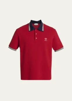 THIS ITEM IS NOT AVAILABLE.VersaceMen's Greca-Trim Cotton Pique Medusa Polo Shirt
