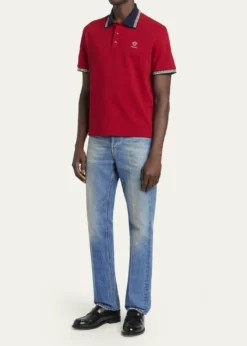 THIS ITEM IS NOT AVAILABLE.VersaceMen's Greca-Trim Cotton Pique Medusa Polo Shirt