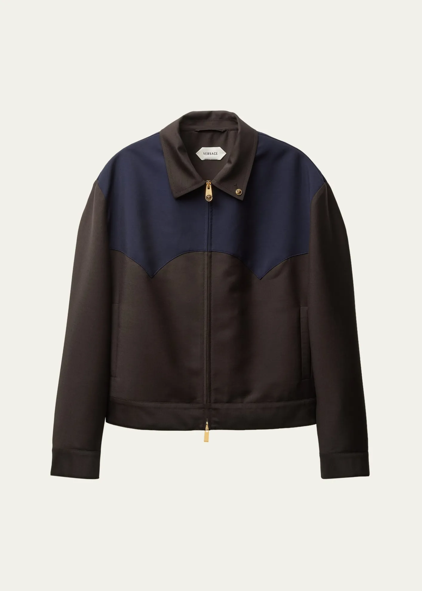 THIS ITEM IS NOT AVAILABLE.VersaceColorblocked Wool/Mohair Zip-Up Blouson Jacket