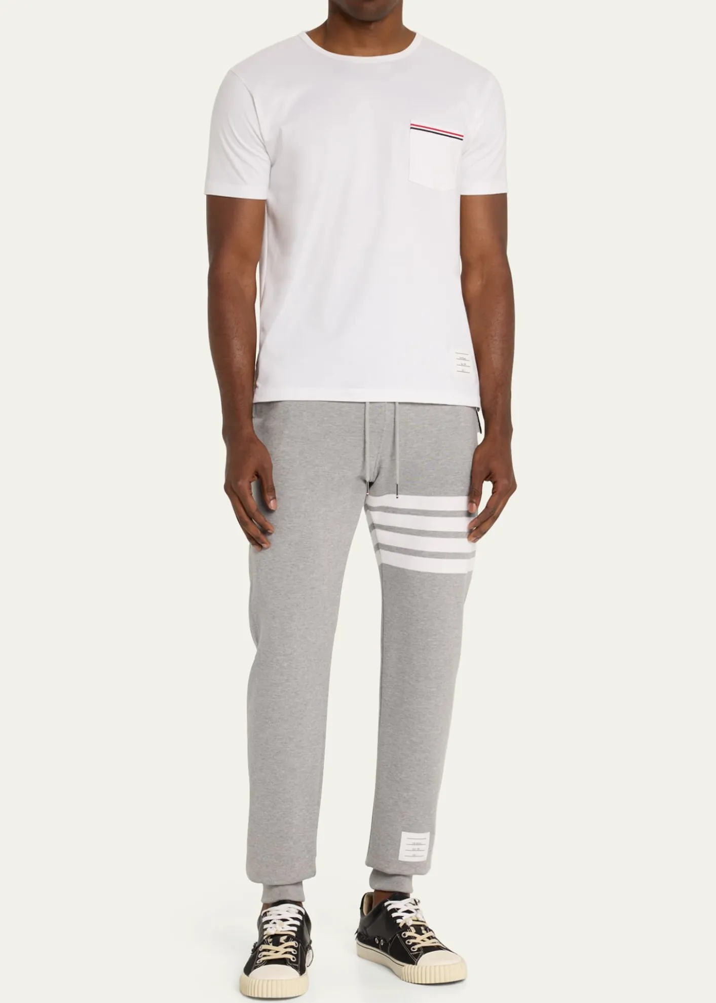 Thom BrowneMen's Classic Drawstring Sweatpants with Stripe Detail