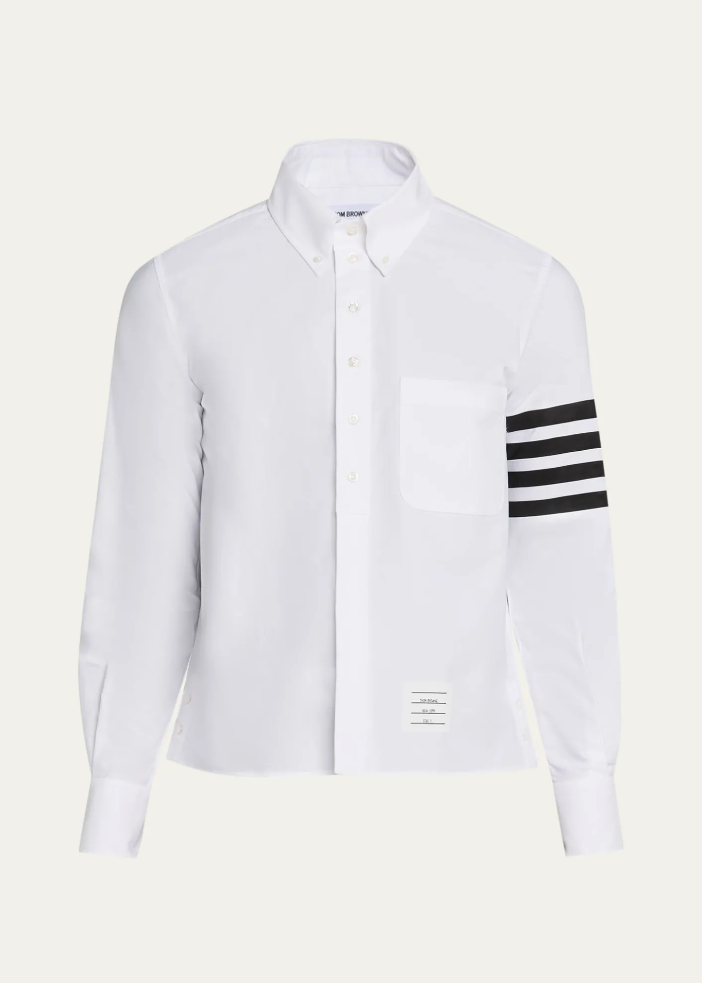 Thom BrowneMen's Cotton and Silk Straight Fit 4-Bar Sleeve Sport Shirt