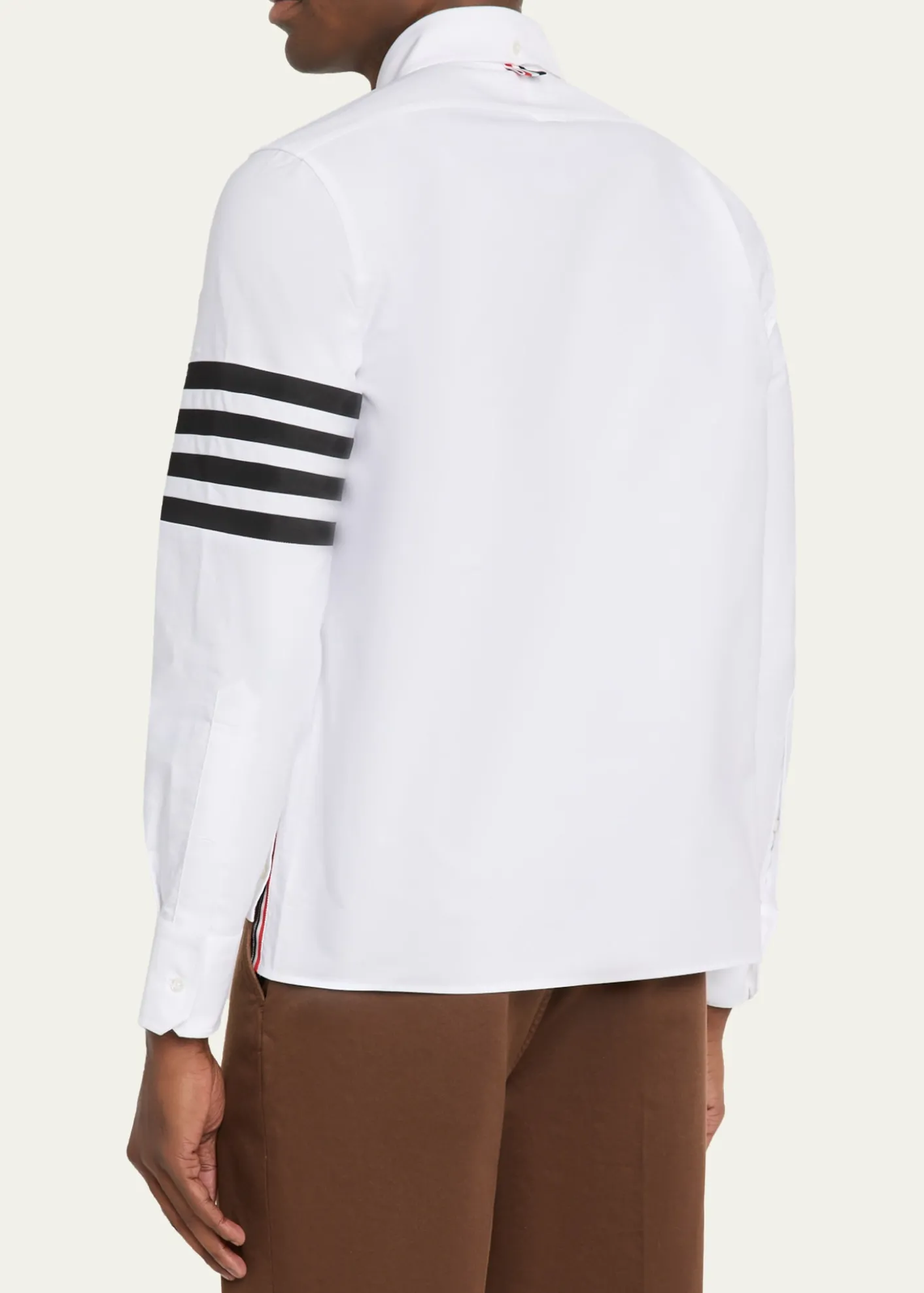 Thom BrowneMen's Cotton and Silk Straight Fit 4-Bar Sleeve Sport Shirt