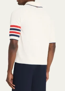 Thom BrowneMen's Linen and Cotton Knit 4-Bar Sleeve Polo Shirt