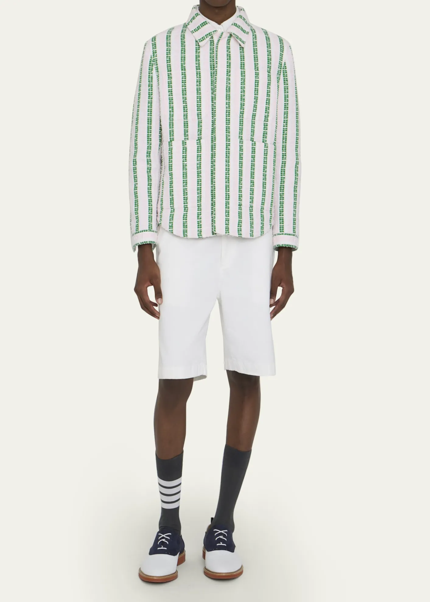 Thom BrowneMen's Rep Stripe Poplin Oversized Overshirt