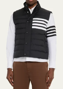 Thom BrowneMen's Shiny Ripstop 4-Bar Down Vest