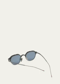 Thom BrowneMen's Titanium Round Clip-On Sunglasses