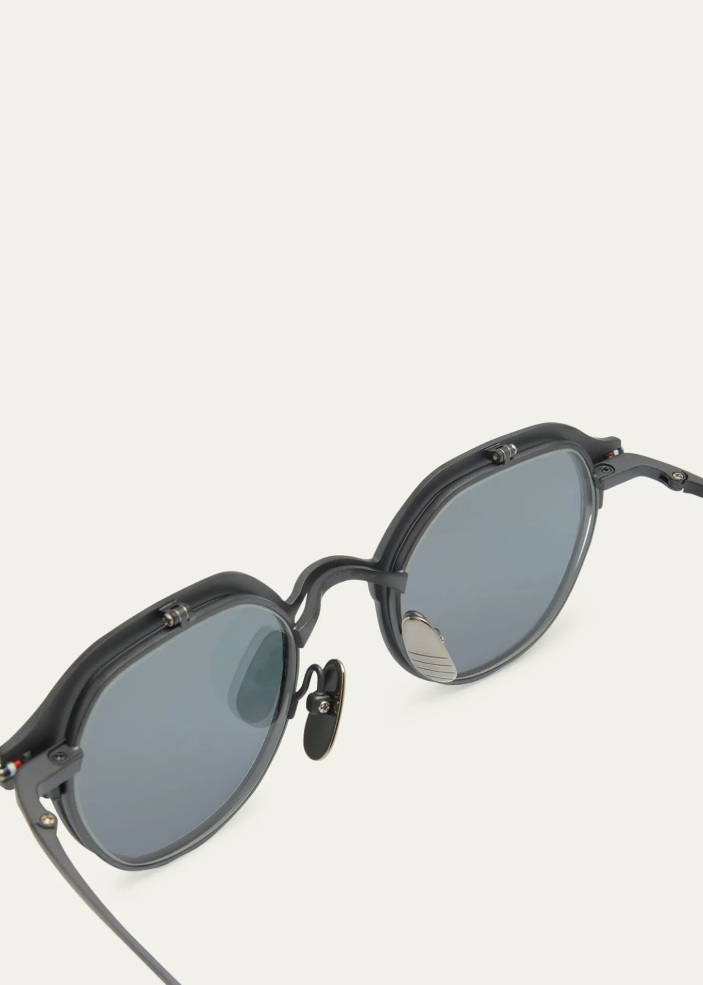 Thom BrowneMen's Titanium Round Clip-On Sunglasses