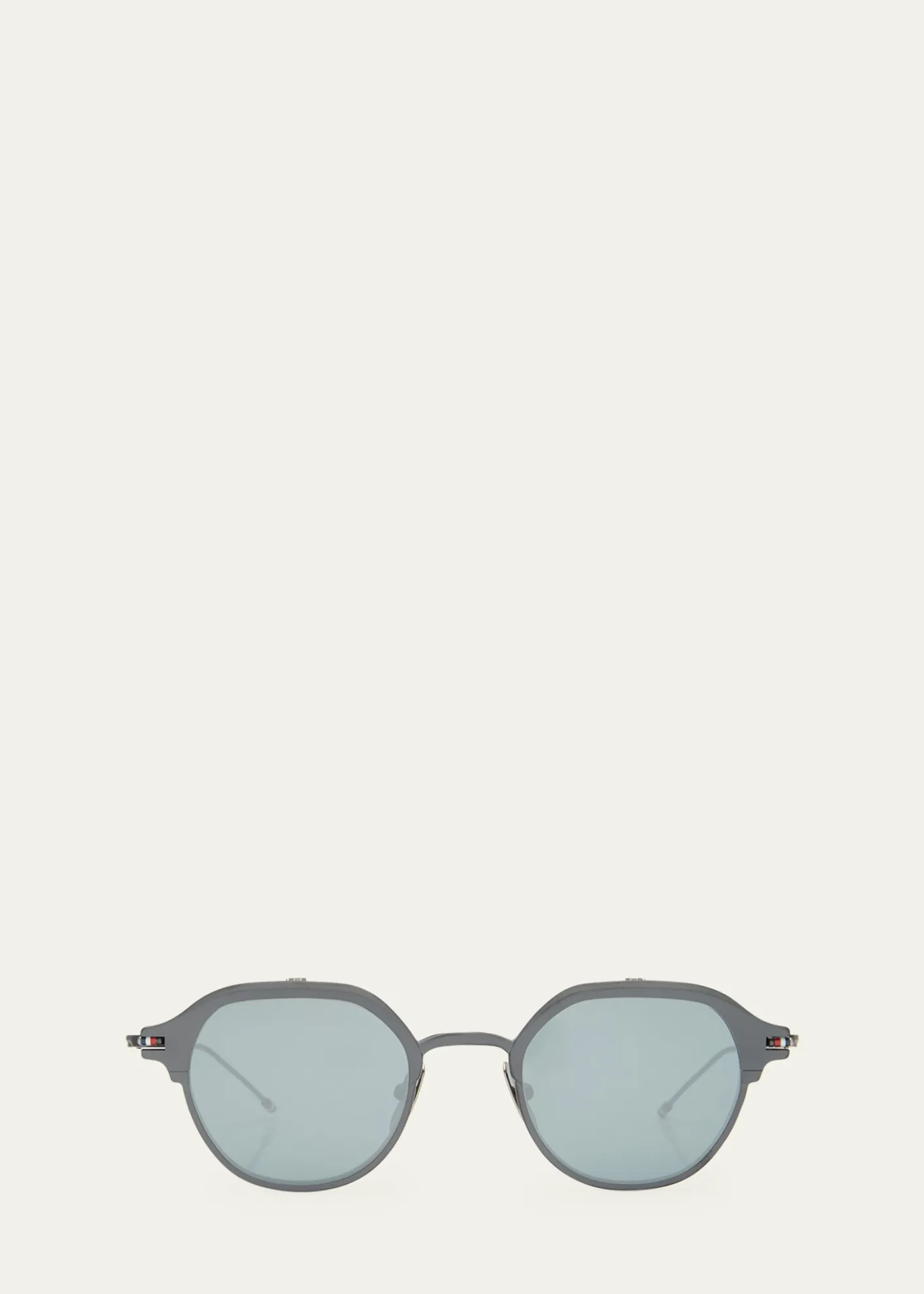 Thom BrowneMen's Titanium Round Clip-On Sunglasses