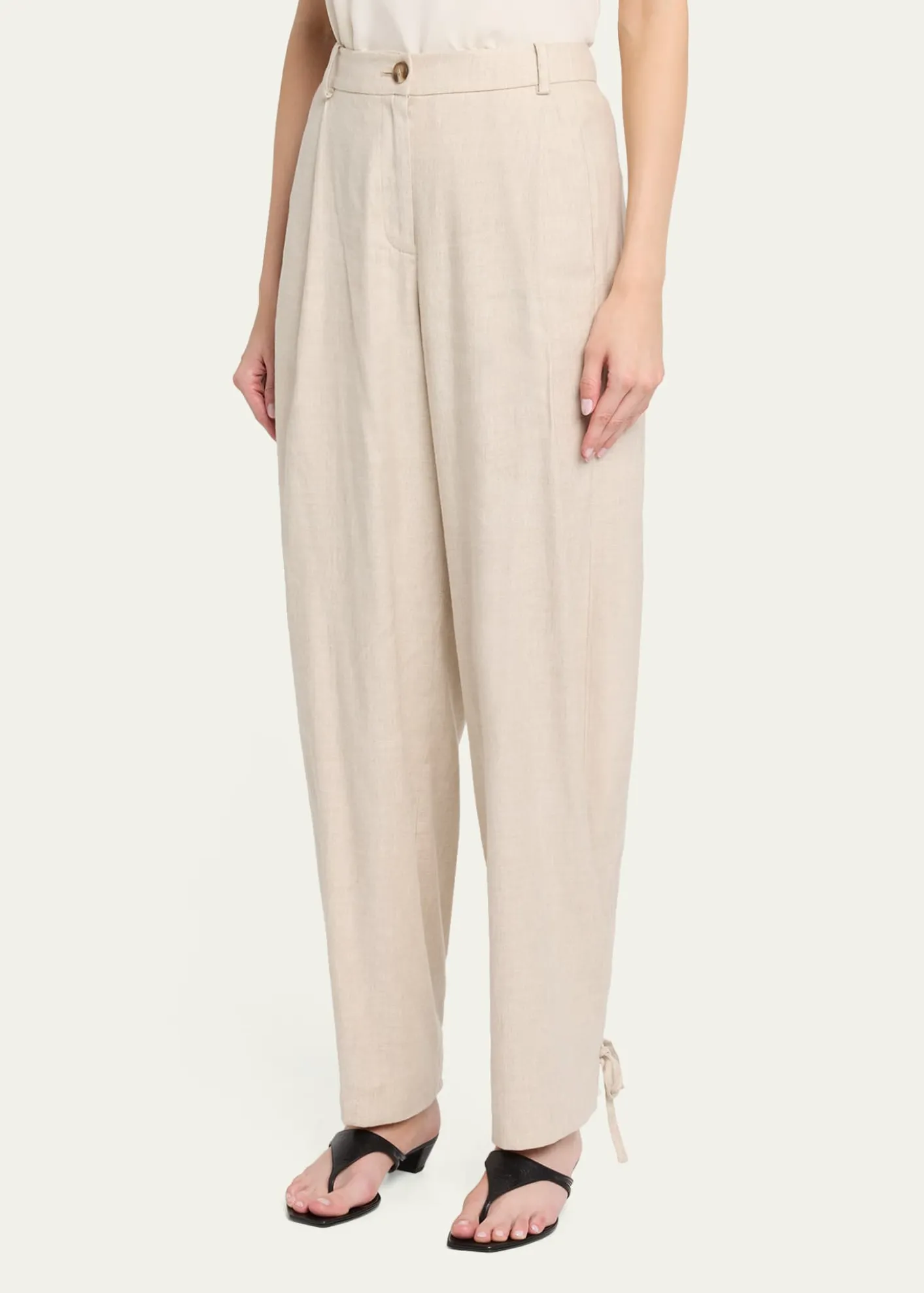 ToccinElowen Pleated Pants with Ankle Ties