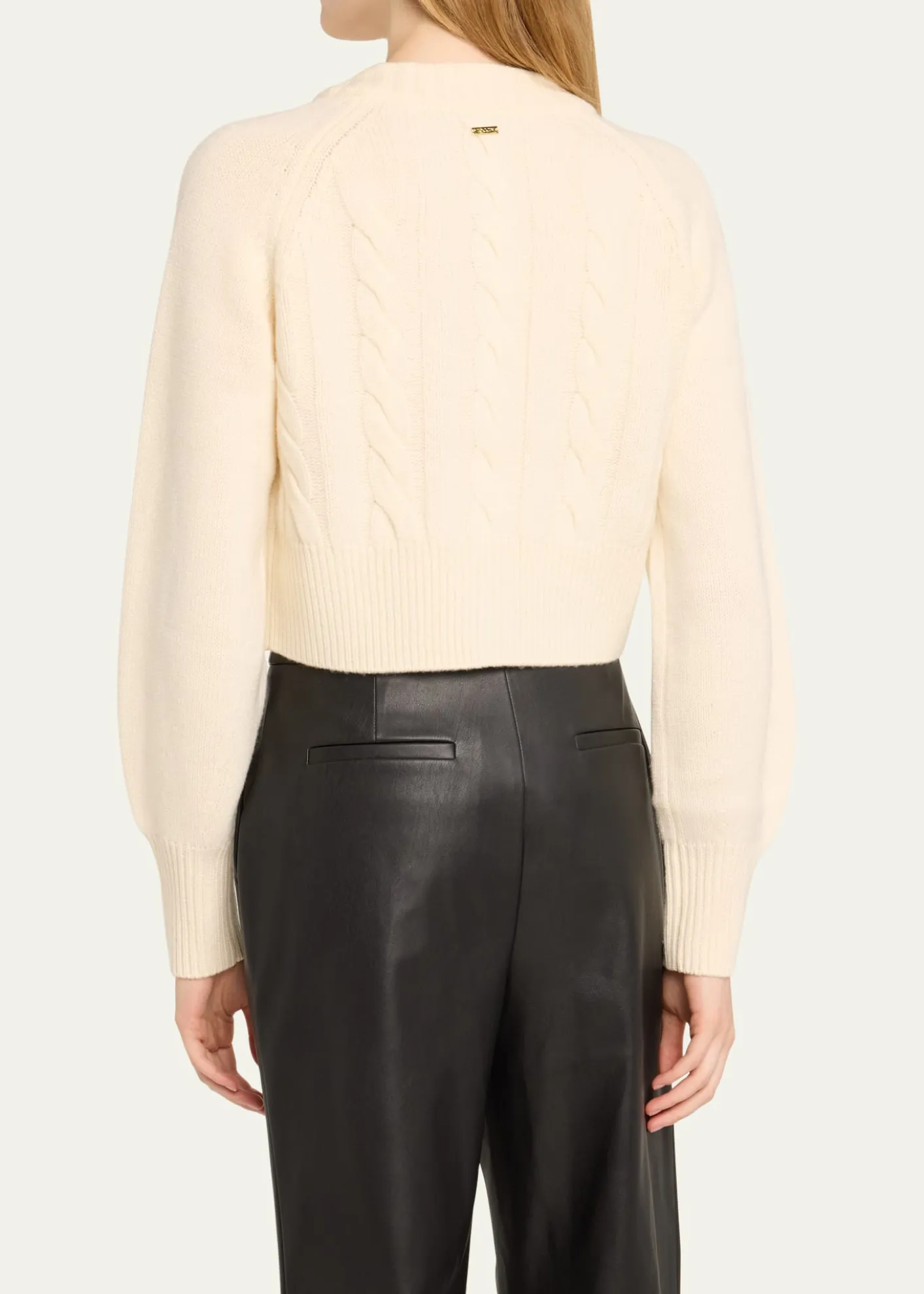 ToccinRita Cropped Wool and Cashmere Cable-Knit Cardigan