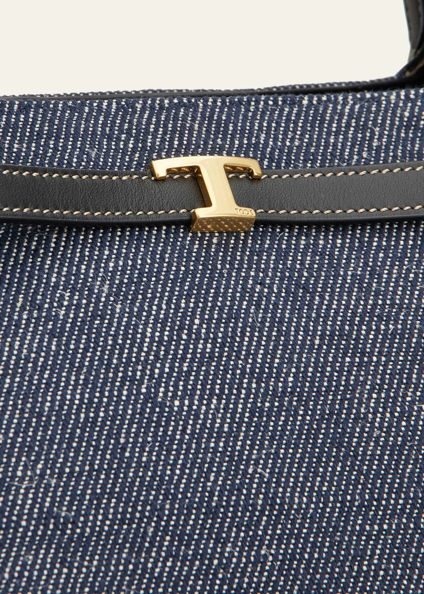 Tod'sSmall Timeless T Belted Cotton Shopping Tote Bag