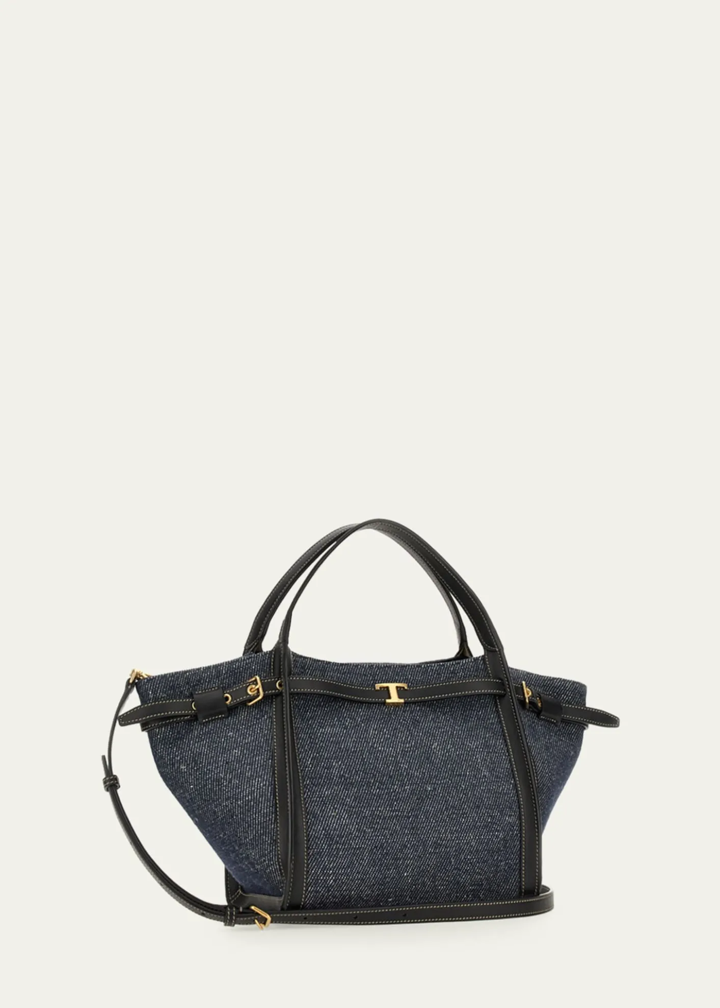 Tod'sSmall Timeless T Belted Cotton Shopping Tote Bag