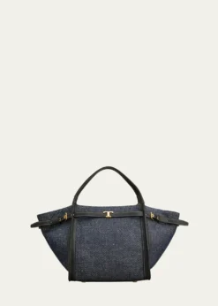Tod'sSmall Timeless T Belted Cotton Shopping Tote Bag