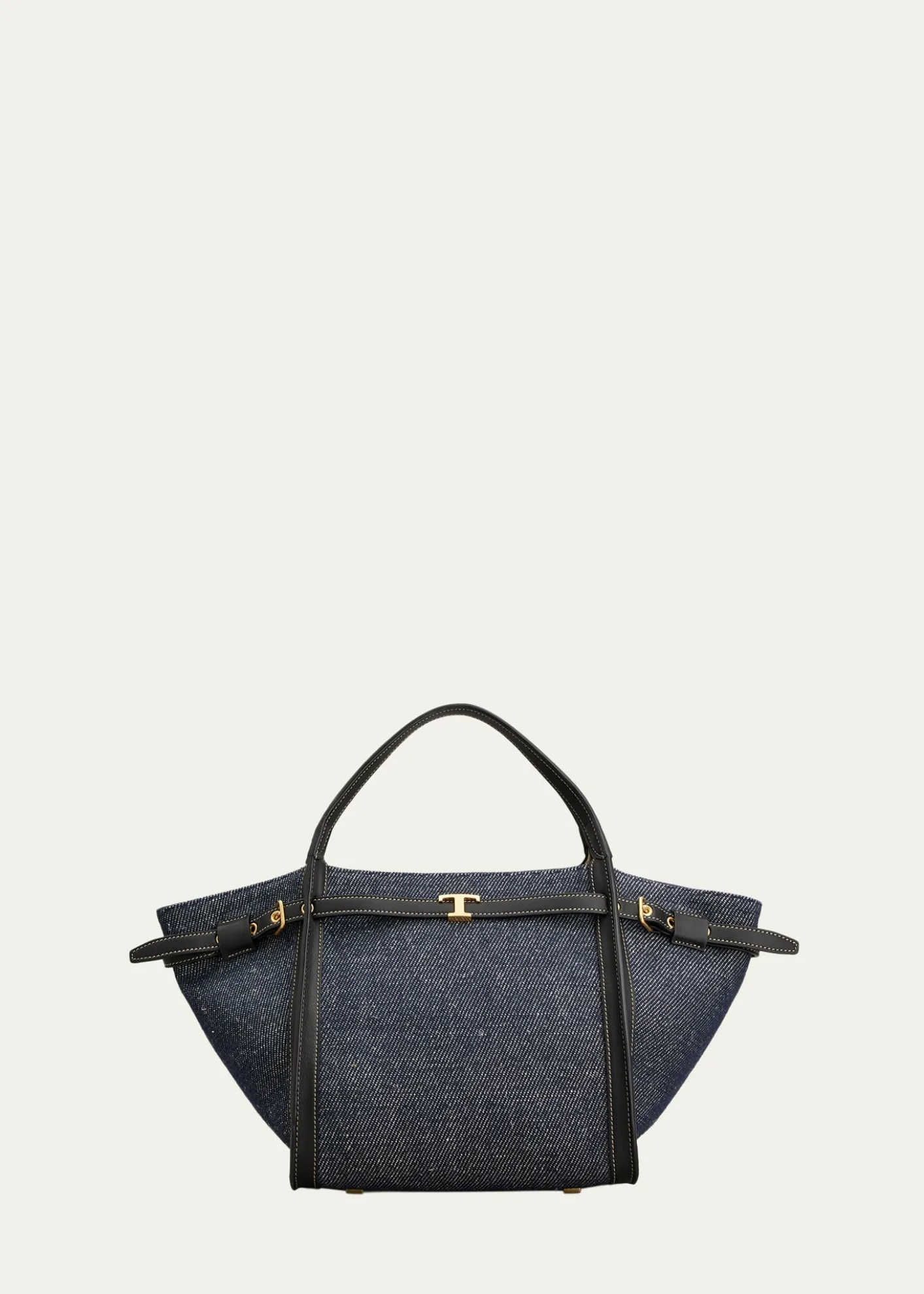 Tod'sSmall Timeless T Belted Cotton Shopping Tote Bag