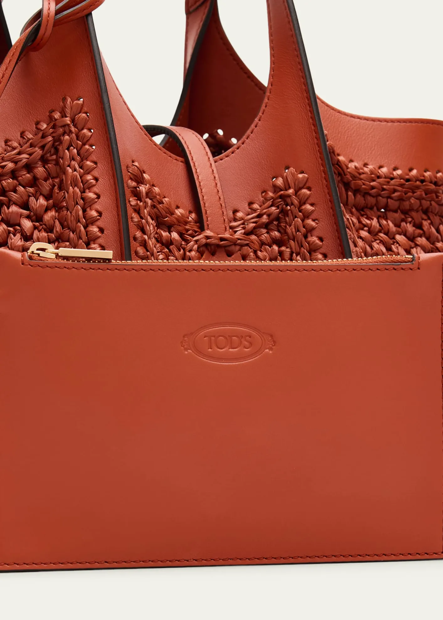 Tod'sSmall T Timeless Raffia & Leather Shopping Bag