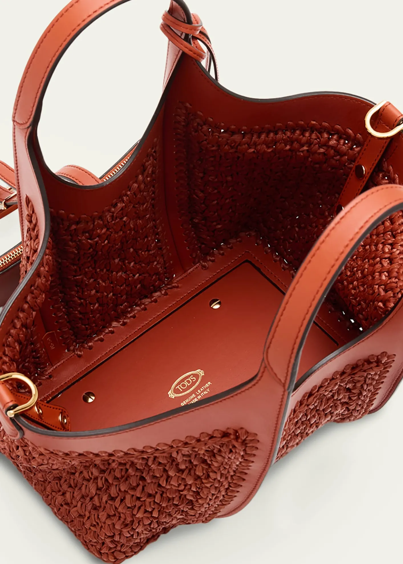 Tod'sSmall T Timeless Raffia & Leather Shopping Bag