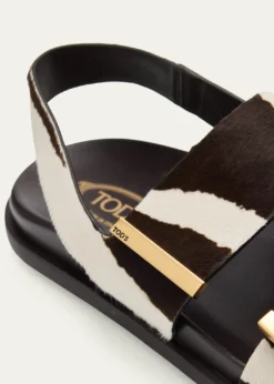 Tod'sZebra-Printed Calf Hair Slingback Sandals
