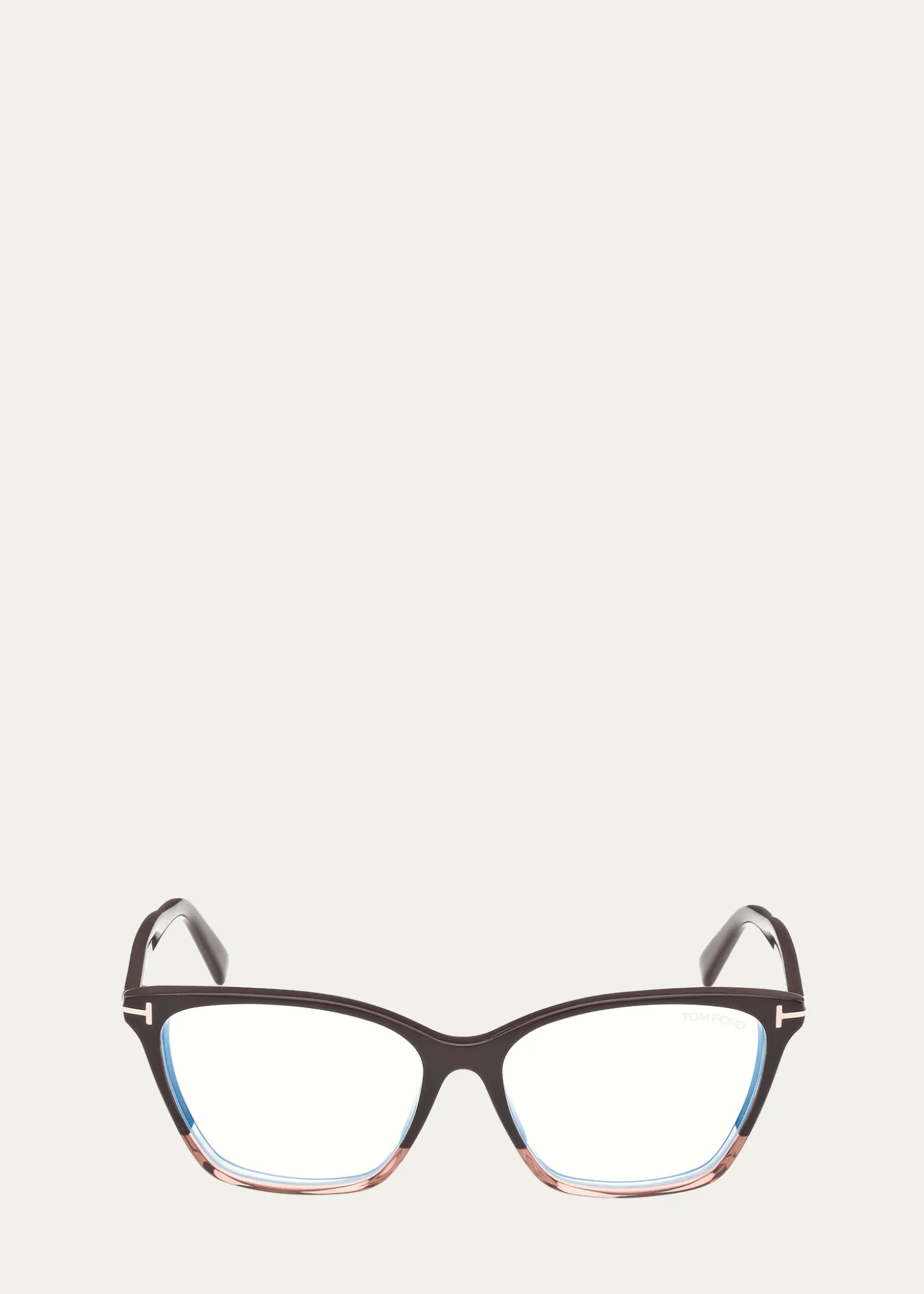 TOM FORDBlue Blocking Two-Tone Acetate Cat-Eye Glasses