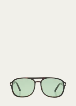 TOM FORDHavana Logo Acetate Aviator Sunglasses