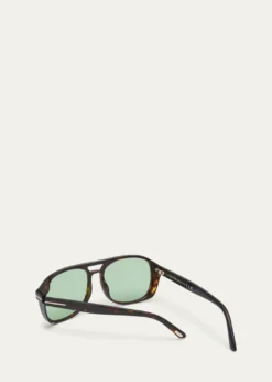 TOM FORDHavana Logo Acetate Aviator Sunglasses