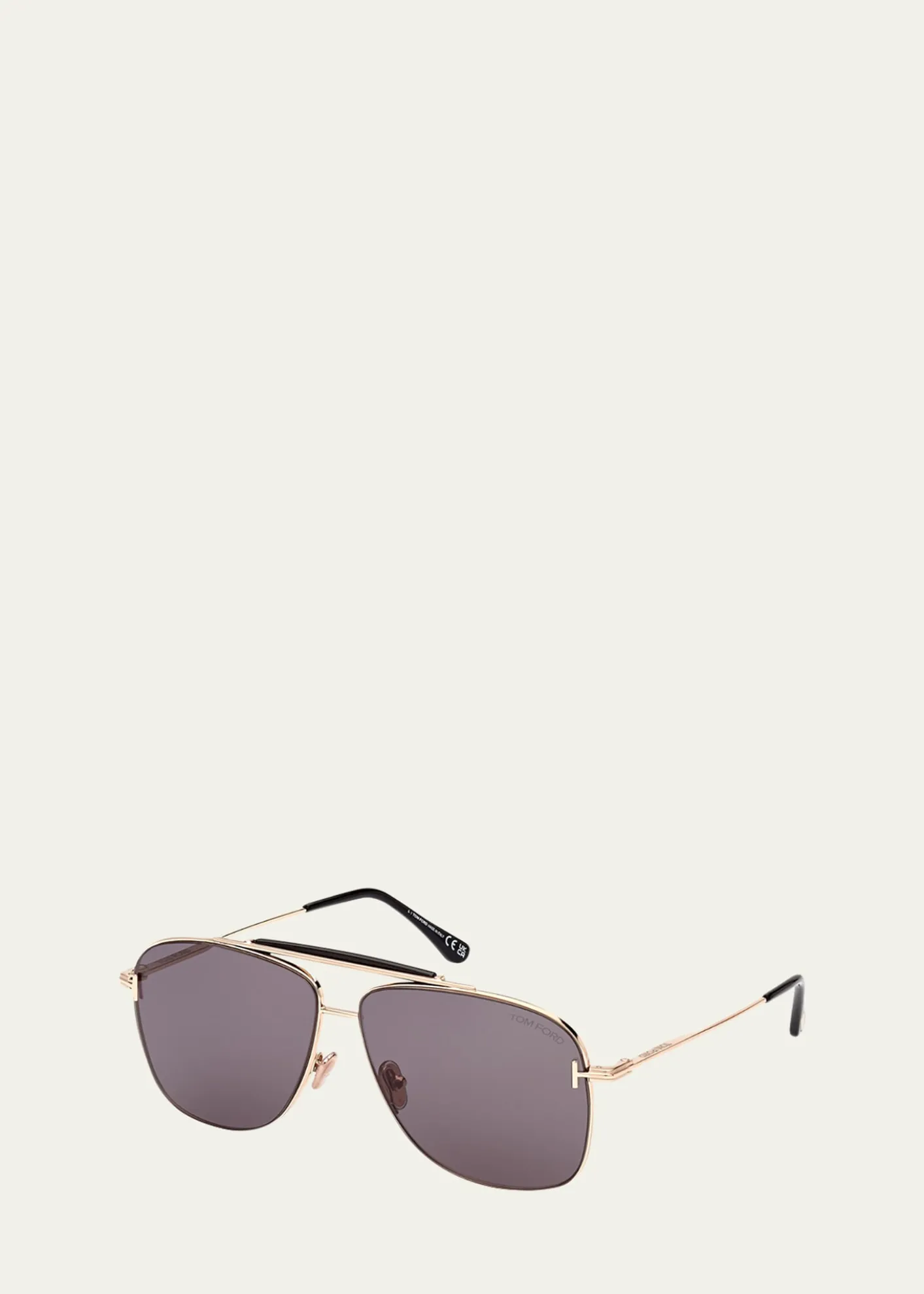 TOM FORDJaden T Logo Metal Aviator Sunglasses