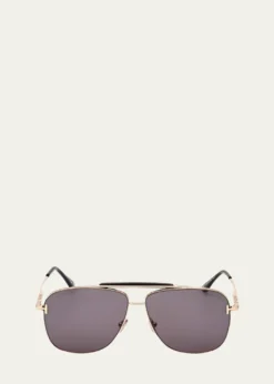 TOM FORDJaden T Logo Metal Aviator Sunglasses