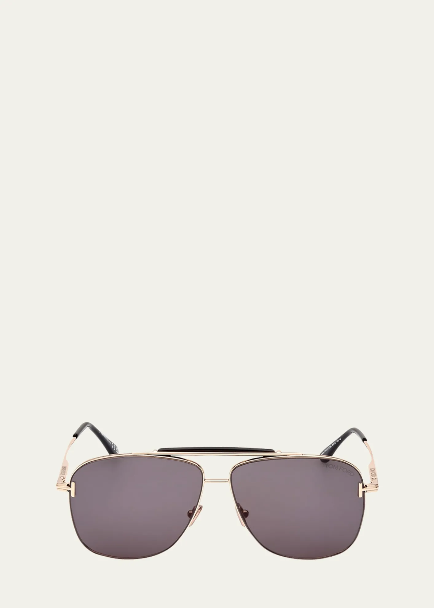 TOM FORDJaden T Logo Metal Aviator Sunglasses