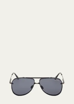 TOM FORDLeon Metal & Acetate Aviator Sunglasses