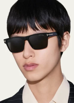 TOM FORDMen's Calder Acetate Square Sunglasses