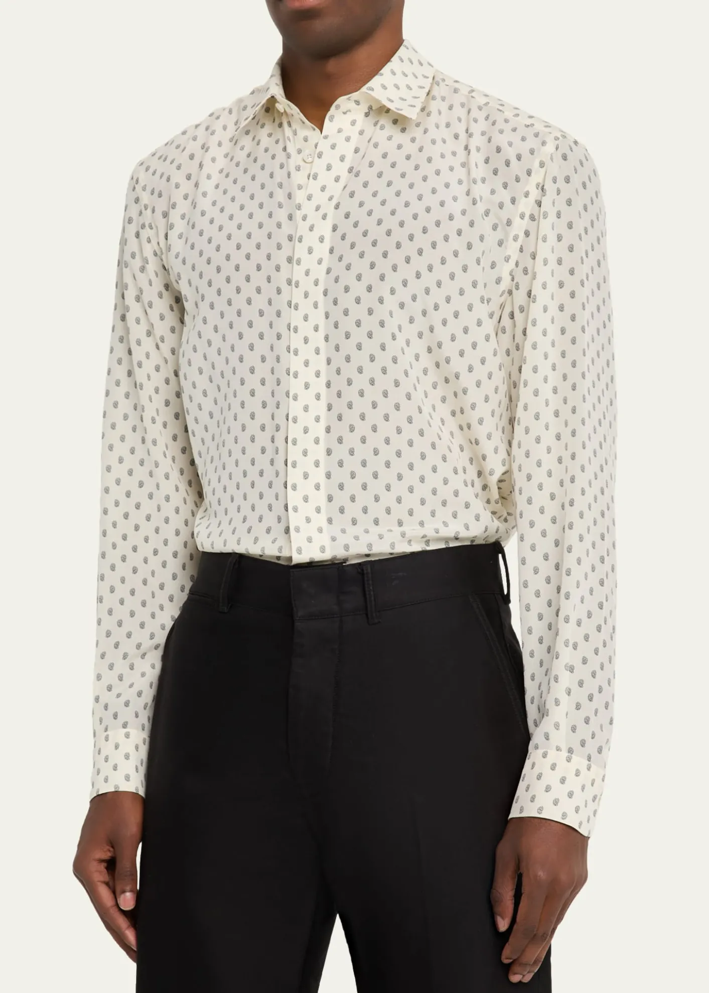 TOM FORDMen's Crepe de Chine Silk Paisley Dress Shirt