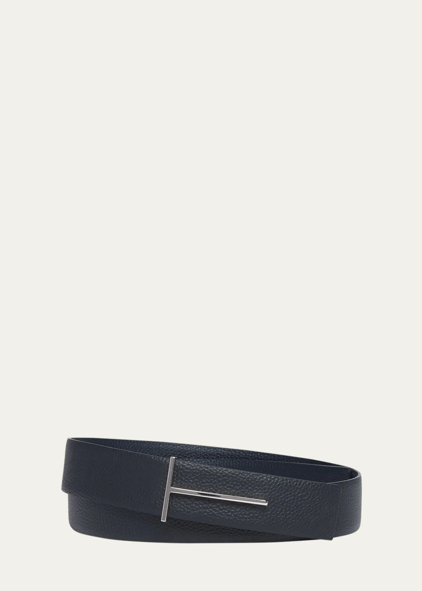 TOM FORDMen's Grained Leather T-Buckle Belt