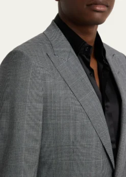 TOM FORDMen's Herringbone Wool Prince of Wales Peak-Lapel Suit