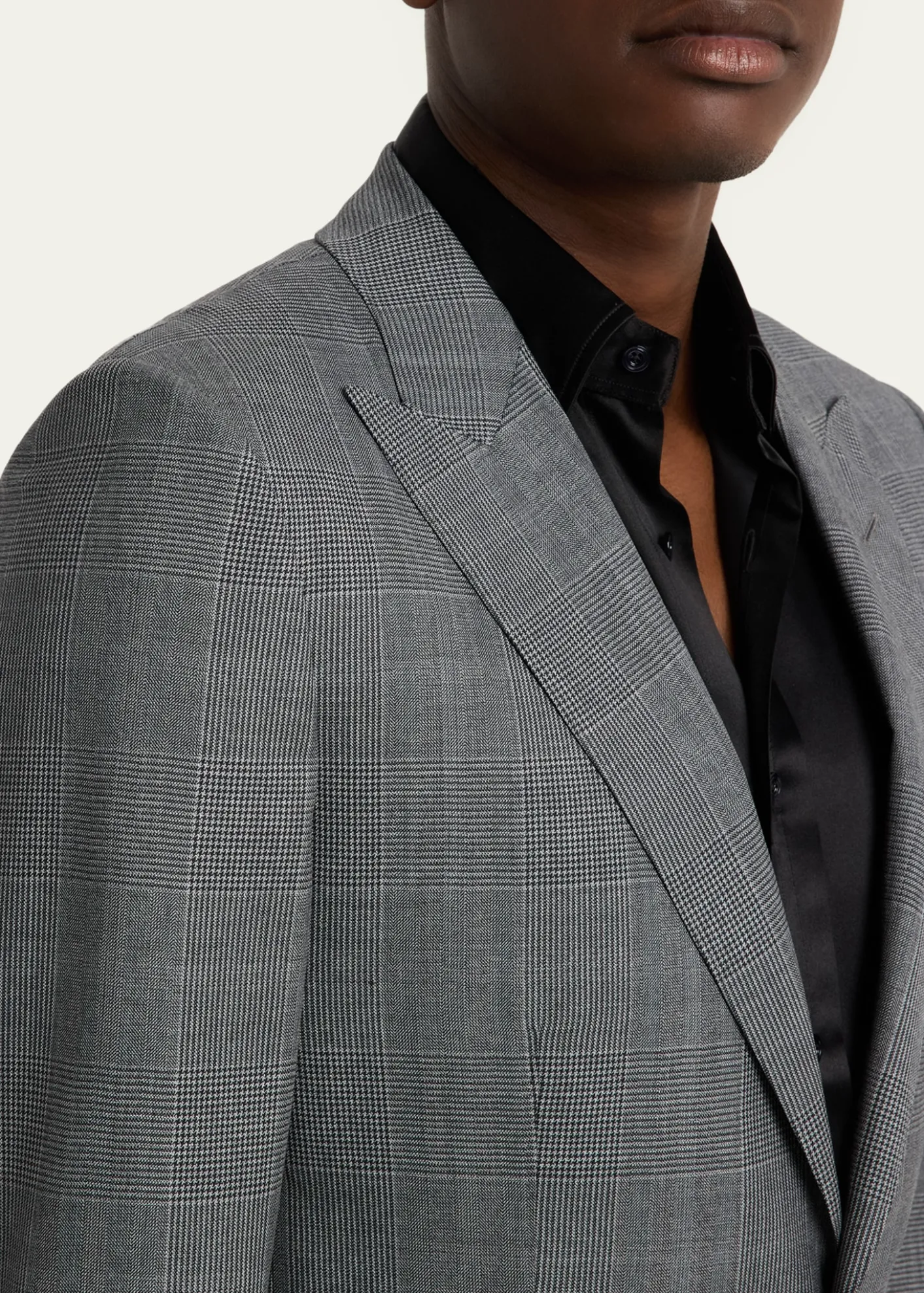 TOM FORDMen's Herringbone Wool Prince of Wales Peak-Lapel Suit